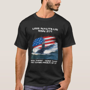 USS Nautilus SSN 571 Amerikaanse vlag onderzeeboot T-shirt