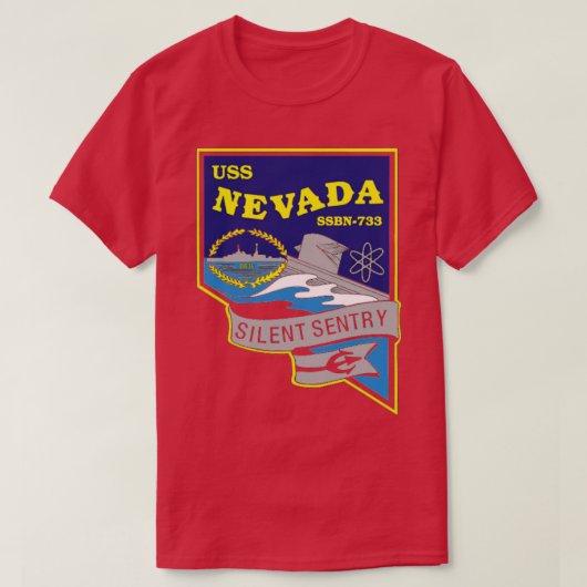 USS Nevada SSBN 733 United States Navy T-shirt (Design voorkant)