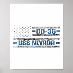 USS Nevada WWII slagschip BB-36 US Army Poster