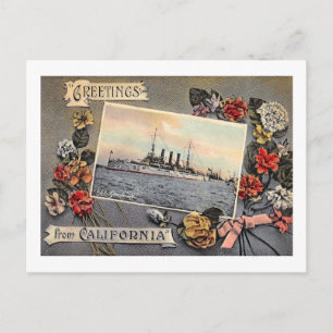 USS New Jersey, Groeten van de Vintage van Califor Briefkaart