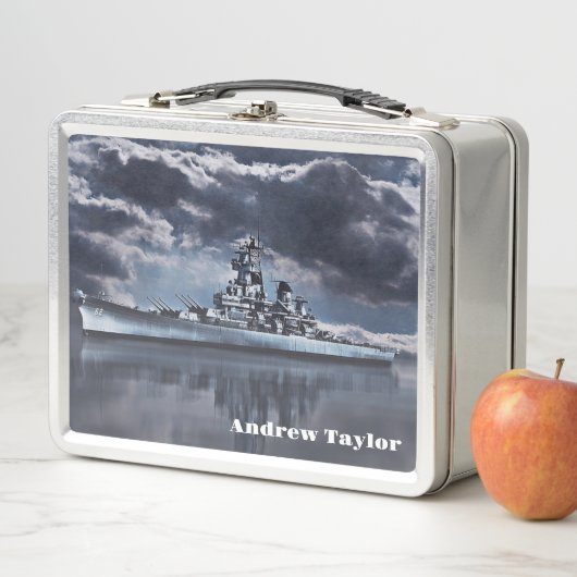 USS New Jersey metalen lunchbox (In situ)