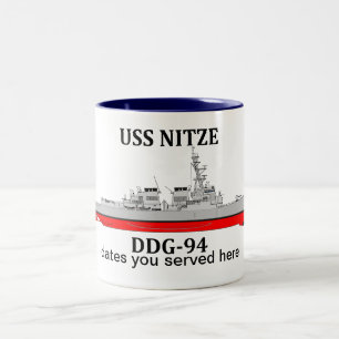 USS Nitze, DDG-94, aanpasbare data gediend Tweekleurige Koffiemok
