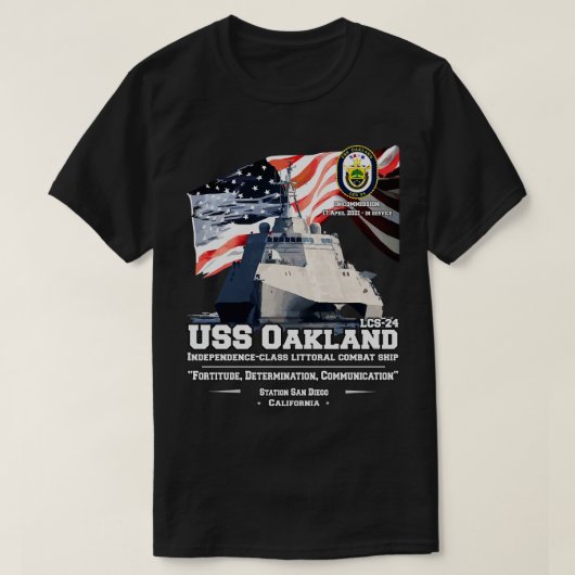 USS Oakland LCS24 Independenceclass litorale comba T-shirt (Design voorkant)