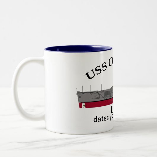 USS Okinawa, LPH-3, aanpasbare datums waarop ze zi Tweekleurige Koffiemok (Links)