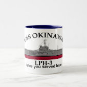 USS Okinawa, LPH-3, aanpasbare datums waarop ze zi Tweekleurige Koffiemok (Center)