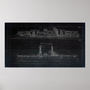  USS Oklahoma Blueprints Poster