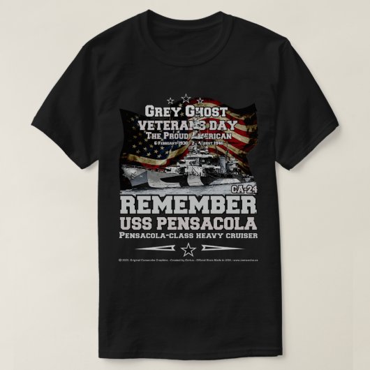 USS Pensacola CA24 Zware kruiser T-shirt (Design voorkant)