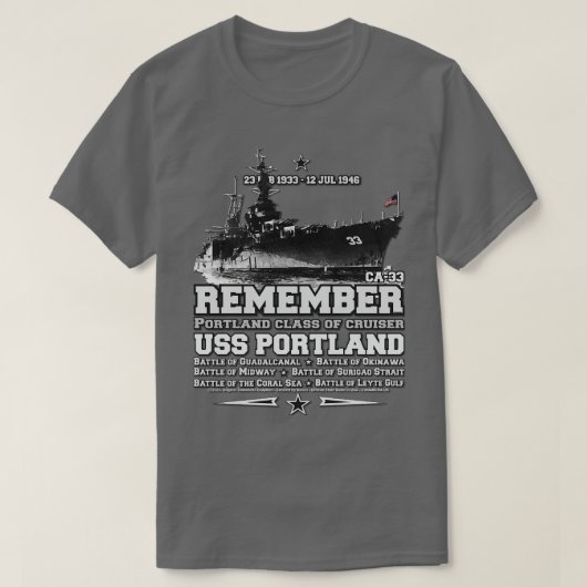 USS Portland CLCA33 Zware kruiser T-shirt (Design voorkant)
