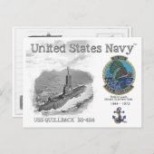 USS QUILLBACK SS-424 SUBMARINE Briefkaart (Voorkant / Achterkant)