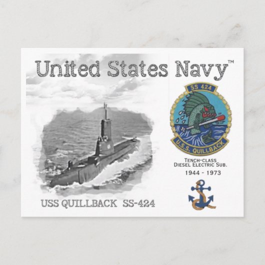 USS QUILLBACK SS-424 SUBMARINE Briefkaart (Voorkant)