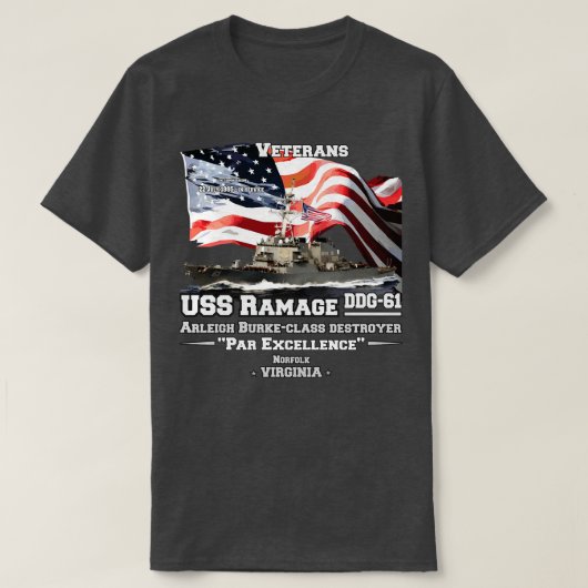 USS Ramage DDG61 torpedobootjager T-shirt (Design voorkant)