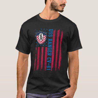 USS Ranger CV 61 Amerikaanse vlag Vliegtuig Carrie T-shirt