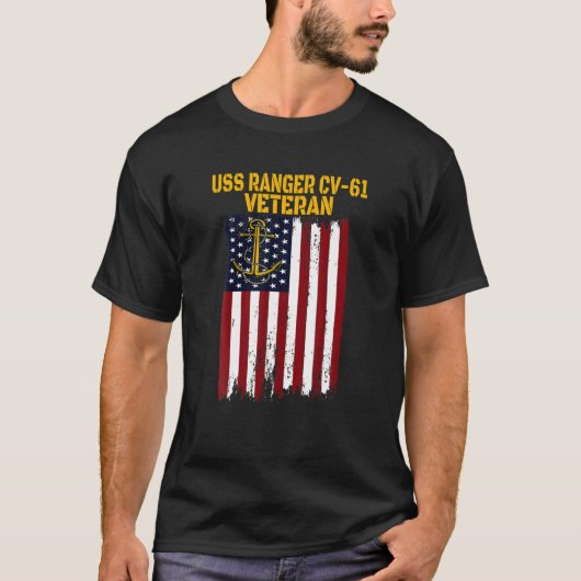 USS Ranger CV-61 CVA-61 Vliegtuig Drager Veteraan T-shirt (Voorkant)
