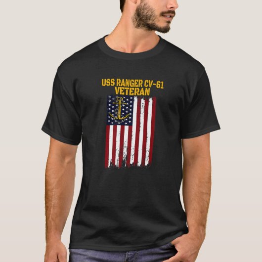 USS Ranger CV-61 CVA-61 Vliegtuig Drager Veteraan T-shirt (Voorkant)