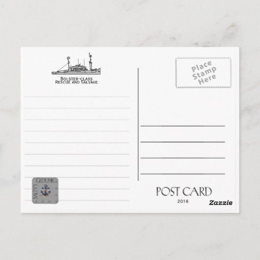 USS RECOVERY ARS-43 REDDING EN BERGING SHI- POSTC BRIEFKAART (Achterkant)