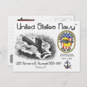 USS RICHARD B. RUSSELL SSN-687 SUBMARINE Briefkaar Briefkaart (Voorkant / Achterkant)