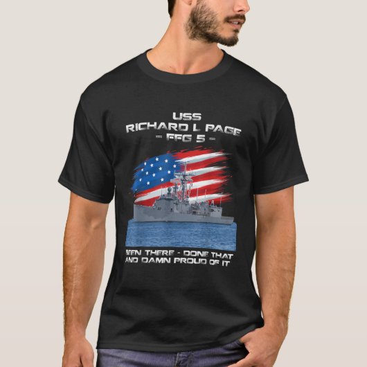 USS Richard L Page FFG 5 Class Frigate American Fl T-shirt (Voorkant)