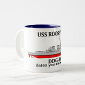 USS Roosevelt, DDG-80, aanpasbare data Tweekleurige Koffiemok (Voorkant links)