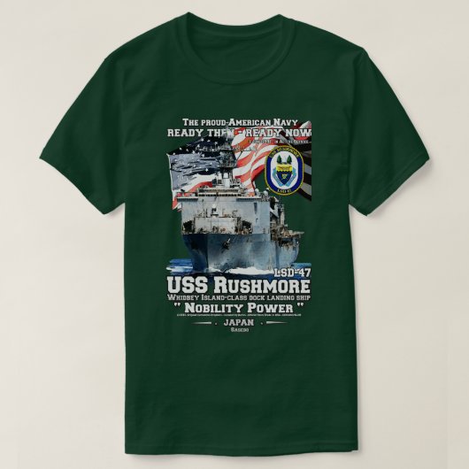 USS Rushmore LSD47 marine schepen T-shirt (Design voorkant)
