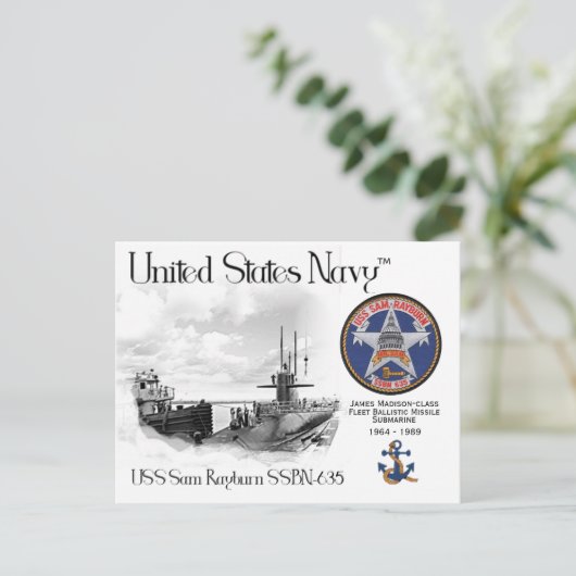 USS SAM RAYBURN SSBN-635 ONDERZEEËR - BRIEFKAART (Staand voorkant)
