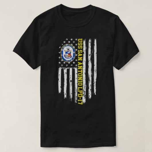 USS San Antonio LPD17 Amerikaanse vlag T-shirt (Design voorkant)
