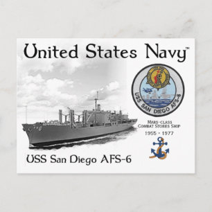 USS SAN DIEGO AFS-6  GEvechtsvoorraadschip      Briefkaart