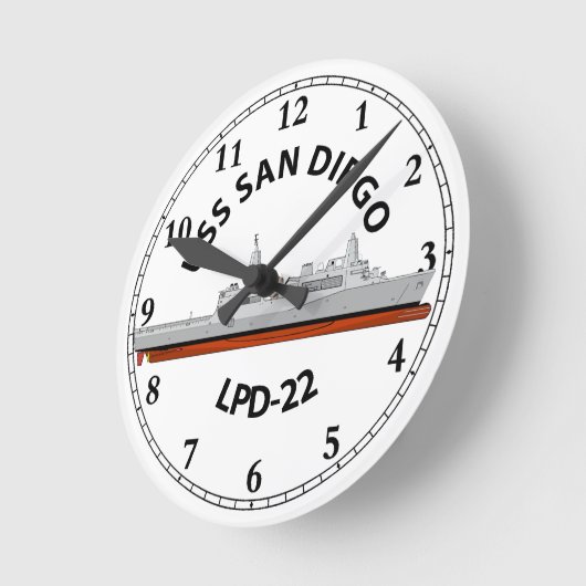 USS SAN DIEGO, LPD-22, SAN ANTONIO-KLASSE RONDE KLOK (Hoek)