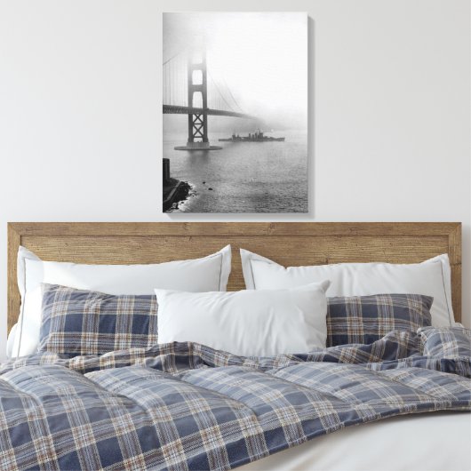USS San Francisco Golden Gate Bridge Canvas Afdruk (Insitu (Slaapkamer))