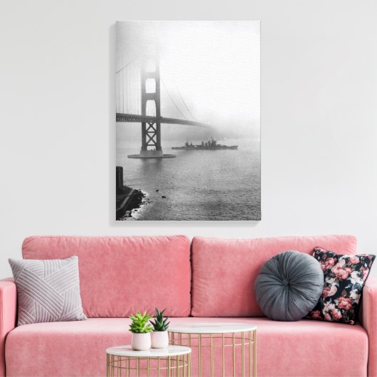 USS San Francisco Golden Gate Bridge Canvas Afdruk (Insitu (Woonkamer))