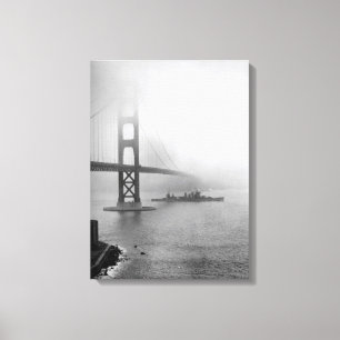  USS San Francisco Golden Gate Bridge Canvas Afdruk