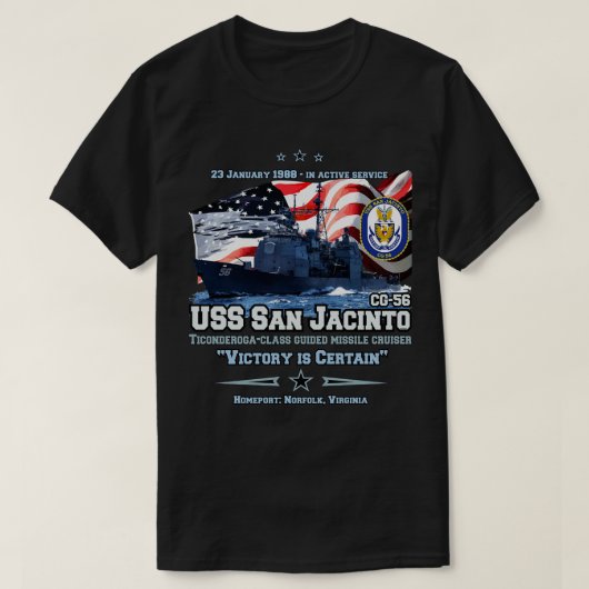 USS San Jacinto CG56 Cruiser T-shirt (Design voorkant)