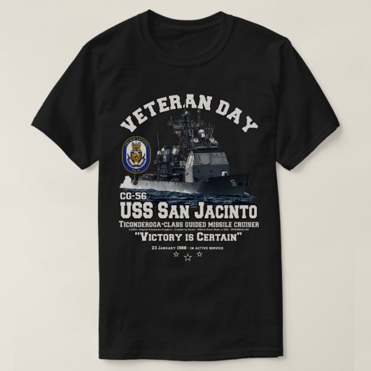USS San Jacinto CG56 Navy Cruiser T-shirt (Design voorkant)
