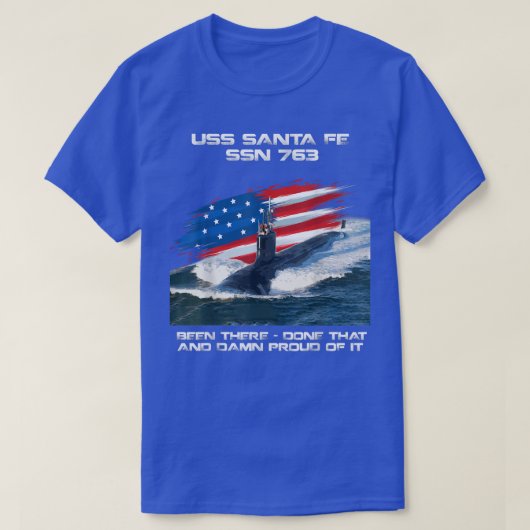USS Santa Fe SSN763 American Flag Submarine Vetera T-shirt (Design voorkant)