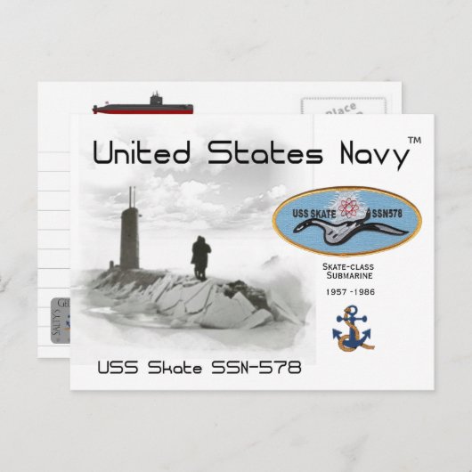 USS SCHAATS SSN-578 ONDERZEEËR - BRIEFKAART (Voorkant / Achterkant)