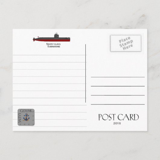 USS SCHAATS SSN-578 ONDERZEEËR - BRIEFKAART (Achterkant)