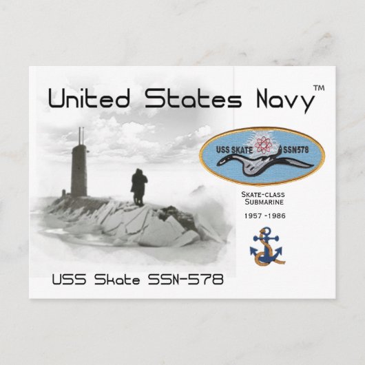 USS SCHAATS SSN-578 ONDERZEEËR - BRIEFKAART (Voorkant)