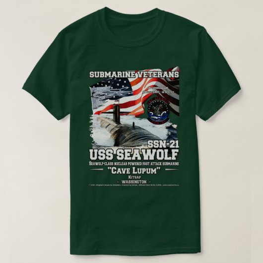 USS Seawolf SSN21 Aanval Onderzeeër T-shirt (Design voorkant)