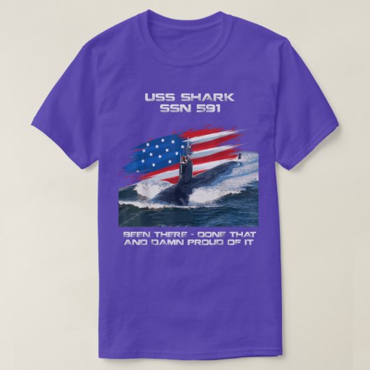 USS Shark SSN591 American Flag Submarine Veteran X T-shirt (Design voorkant)