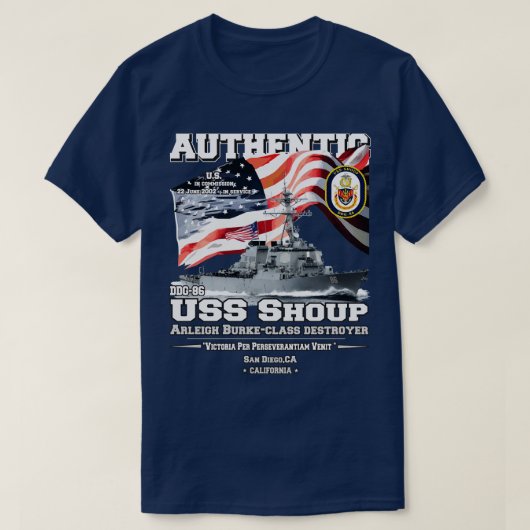 USS Shoup DDG86 Destroyer T-shirt (Design voorkant)