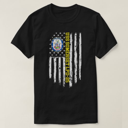 USS Somerset LPD25 American Flag T-shirt (Design voorkant)