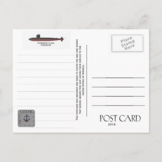 USS SPADEFISH SSN-668 ONDERZEEËR BRIEFKAART (Achterkant)