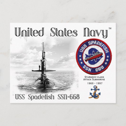 USS SPADEFISH SSN-668 ONDERZEEËR BRIEFKAART (Voorkant)