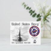 USS SPADEFISH SSN-668 ONDERZEEËR BRIEFKAART (Staand voorkant)