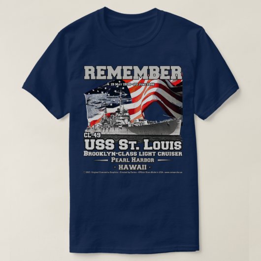 USS St Louis CL49 lichte kruisers marine veteranen T-shirt (Design voorkant)