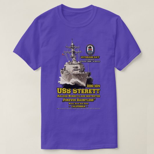 USS Sterett DDG104 Destroyer Veteranen T-shirt (Design voorkant)