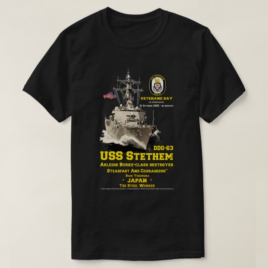 USS Stethem DDG63 Destroyer Veteranen T-shirt (Design voorkant)