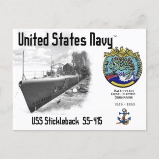 USS STICKLEBACK SS-415 ONDERZEEËR BRIEFKAART