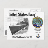 USS STICKLEBACK SS-415 ONDERZEEËR BRIEFKAART (Voorkant / Achterkant)