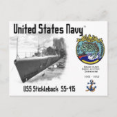 USS STICKLEBACK SS-415 ONDERZEEËR BRIEFKAART (Voorkant)