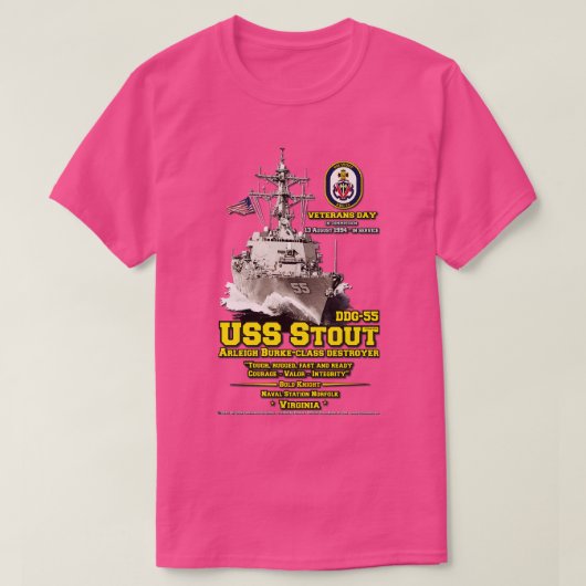 USS Stout DDG55 torpedobootjagers Veteranen T-shirt (Design voorkant)